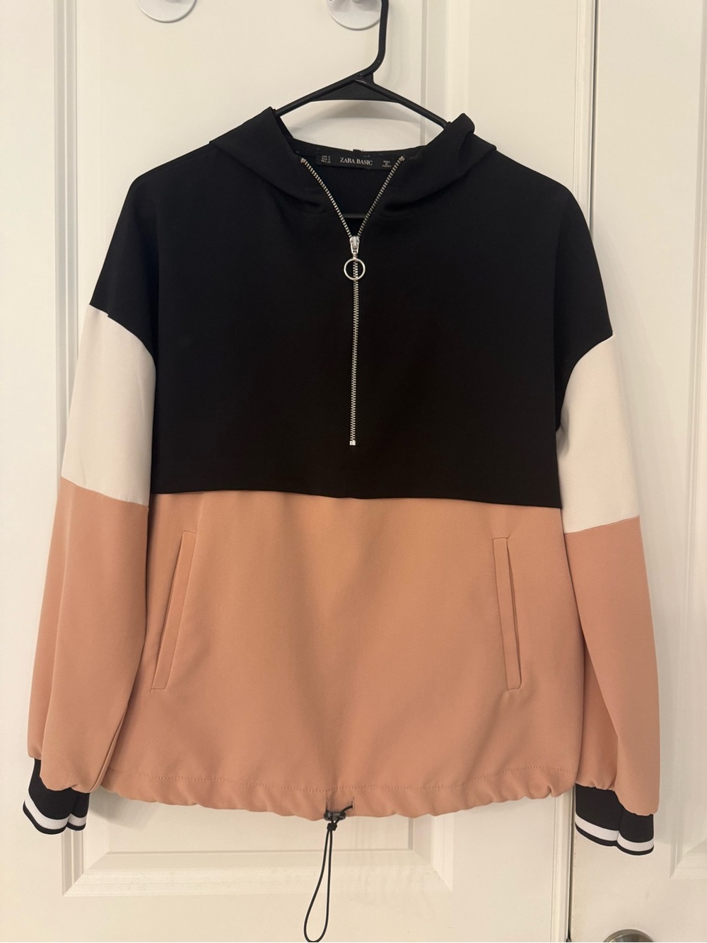Zara Half-Zip Hoodie and Pants Set - Black, Cream & Blush